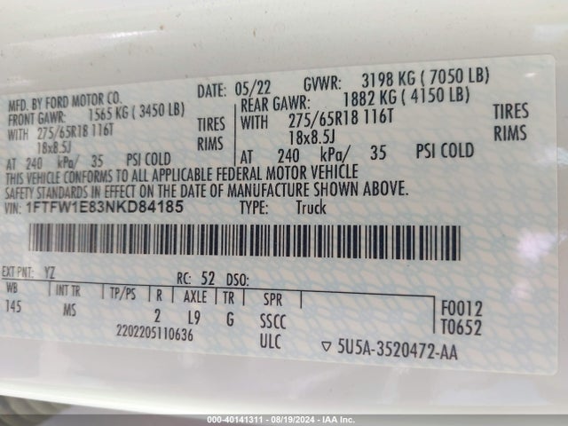 Ford F-150 Xlt 2022 1FTFW1E83NKD84185 Image 9