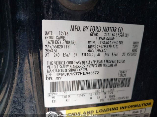 1FMJK1KT7HEA45572 Ford Expedition El Limited