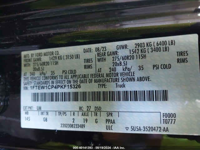 Ford F-150 Xl 2023 1FTEW1CP4PKF15326 Image 9