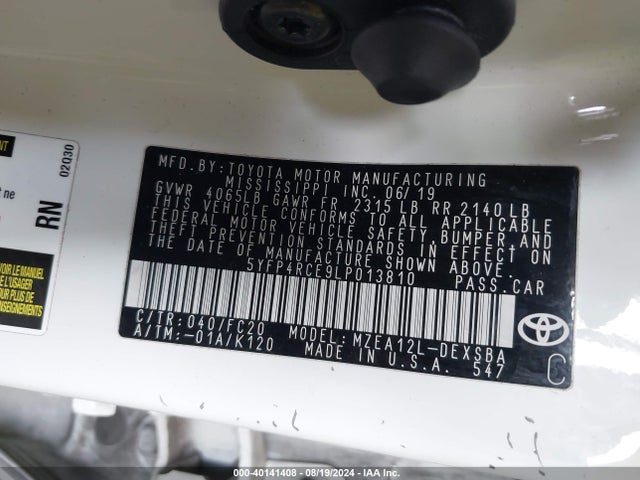 Toyota COROLLA SE 2020 5YFP4RCE9LP013810 Image 9