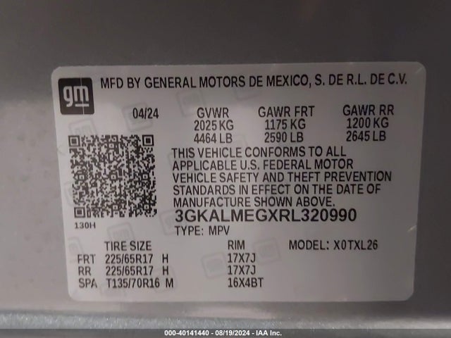 3GKALMEGXRL320990 GMC Terrain Fwd Sle