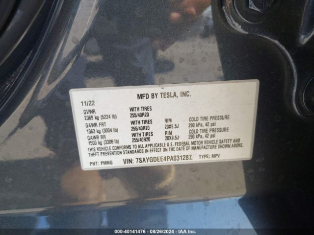 7SAYGDEE4PA031287 Tesla Model Y Awd/long Range Dual Motor All-wheel Drive