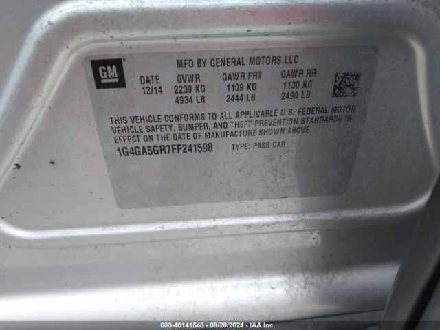 1G4GA5GR7FF241598 Buick Lacrosse