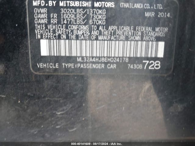 ML32A4HJ8EH024178 Mitsubishi MIRAGE ES