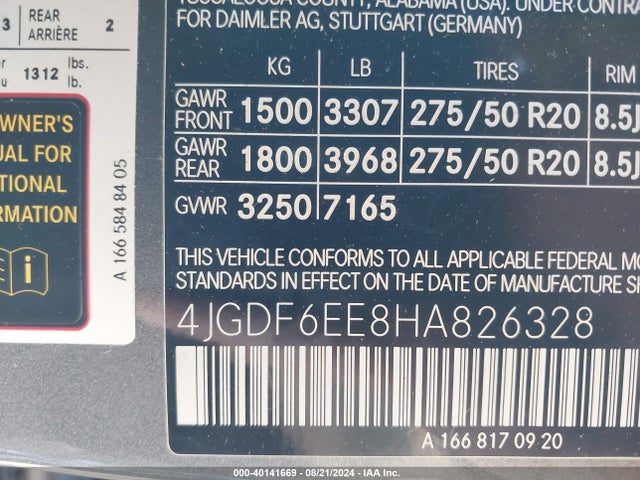 4JGDF6EE8HA826328 Mercedes-Benz Gls 450 4matic