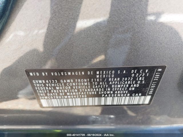 3VWC57BU2MM042760 Volkswagen Jetta 1.4t R-line/1.4t S/1.4t Se