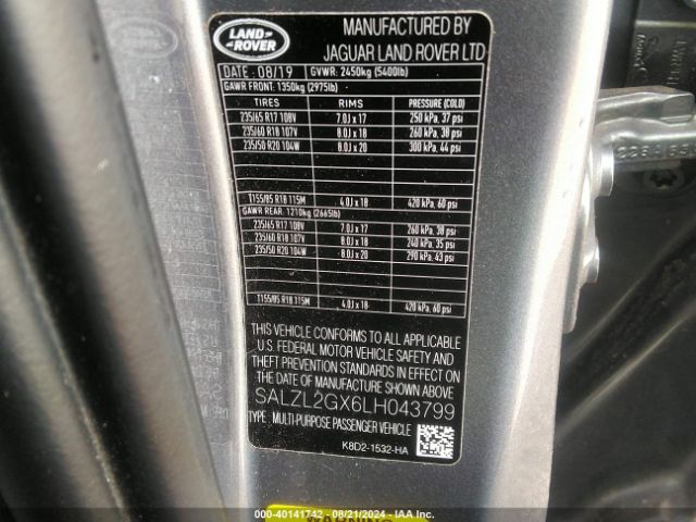 SALZL2GX6LH043799 Land Rover Range Rover Evoque R-dynamic Se