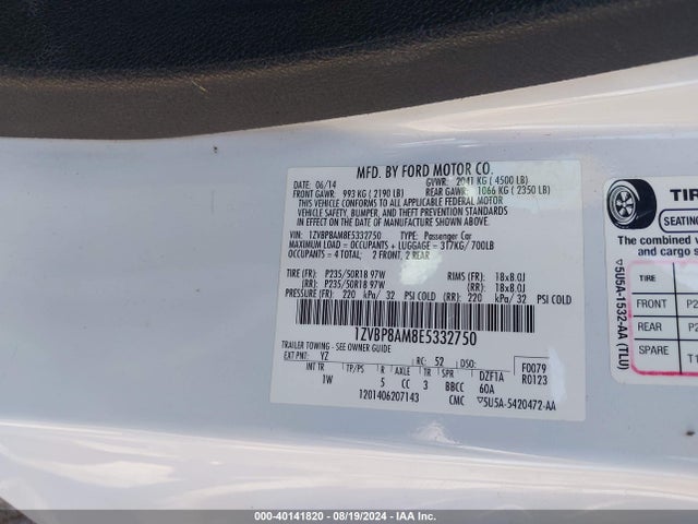 Ford Mustang V6 2014 1ZVBP8AM8E5332750 Image 9