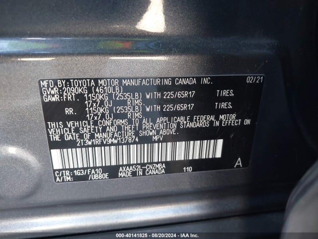 Toyota Rav4 Xle 2021 2T3W1RFV9MW137874 Image 9
