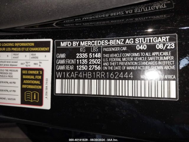 W1KAF4HB1RR162444 Mercedes-Benz C 300