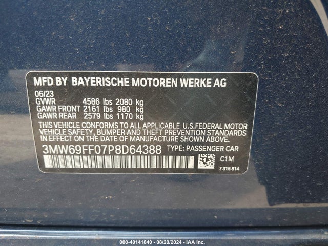 3MW69FF07P8D64388 BMW 330I