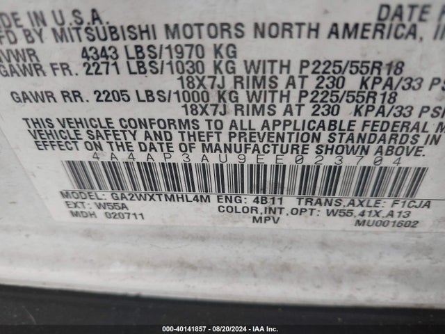2014 MITSUBISHI OUTLANDER SPORT 4A4AP3AU9EE023704 Photo 8