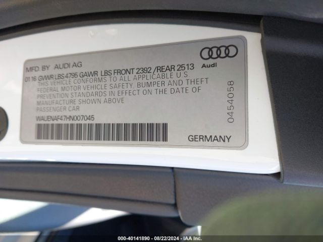 WAUENAF47HN007045 Audi A4 2.0t Premium