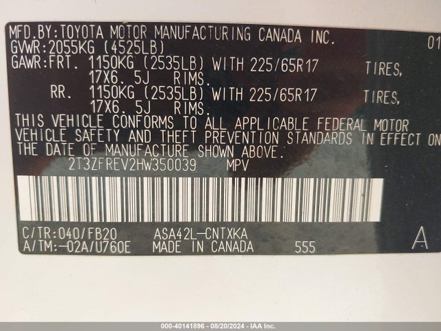 Toyota RAV4 LE 2017 2T3ZFREV2HW350039 Image 9