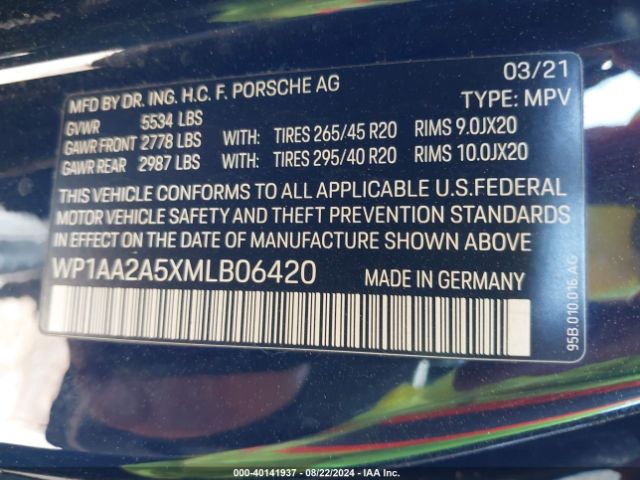 WP1AA2A5XMLB06420 Porsche Macan