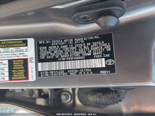 Toyota CAMRY XSE 2015 4T1BF1FK9FU988902 Image 9