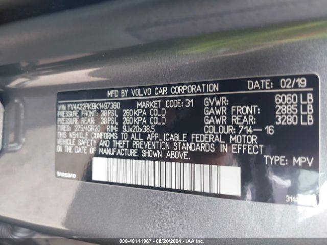 YV4A22PK8K1497360 Volvo Xc90 T6 Momentum