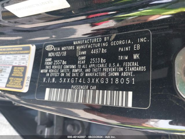 5XXGT4L3XKG318051 KIA Optima Lx