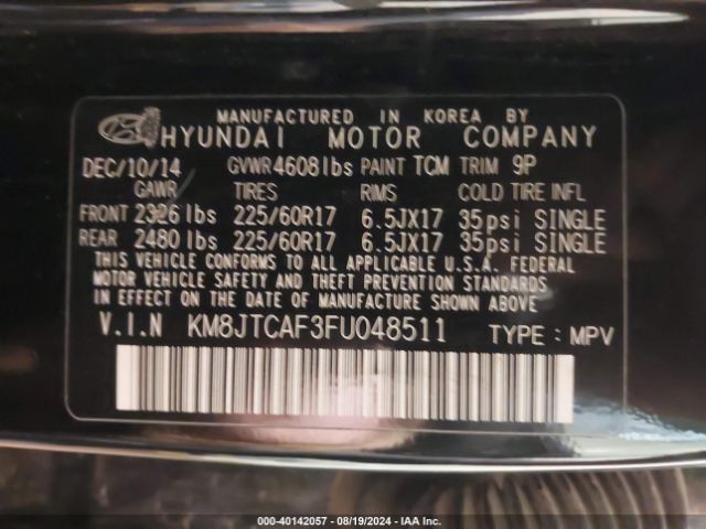 KM8JTCAF3FU048511 Hyundai TUCSON GLS