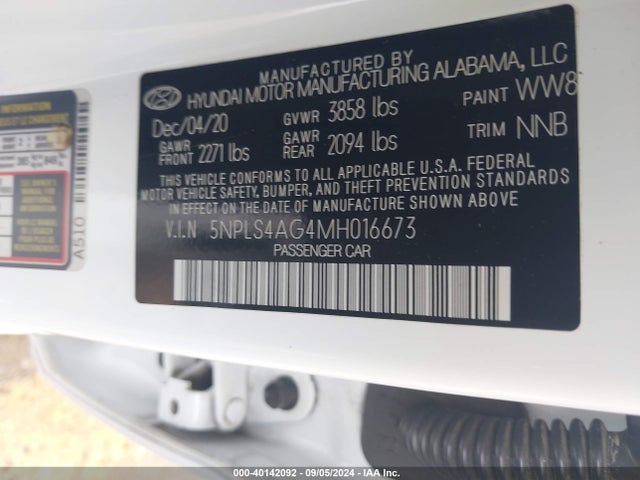 5NPLS4AG4MH016673 Hyundai ELANTRA SEL