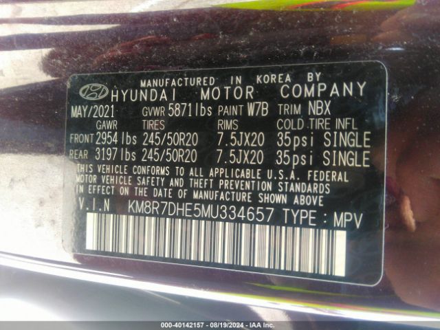 KM8R7DHE5MU334657 Hyundai Palisade Calligraphy