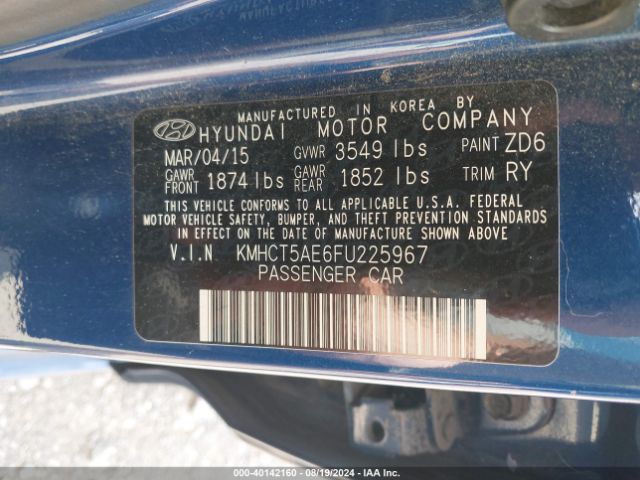 KMHCT5AE6FU225967 Hyundai ACCENT GS
