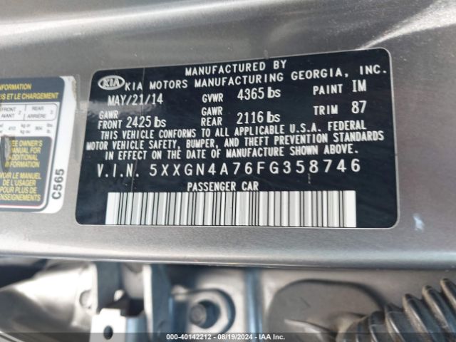 5XXGN4A76FG358746 KIA OPTIMA EX