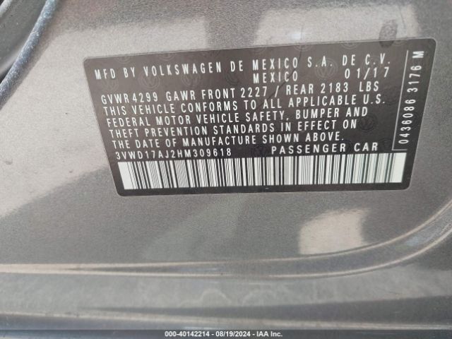 3VWD17AJ2HM309618 Volkswagen Jetta 1.8t Sport