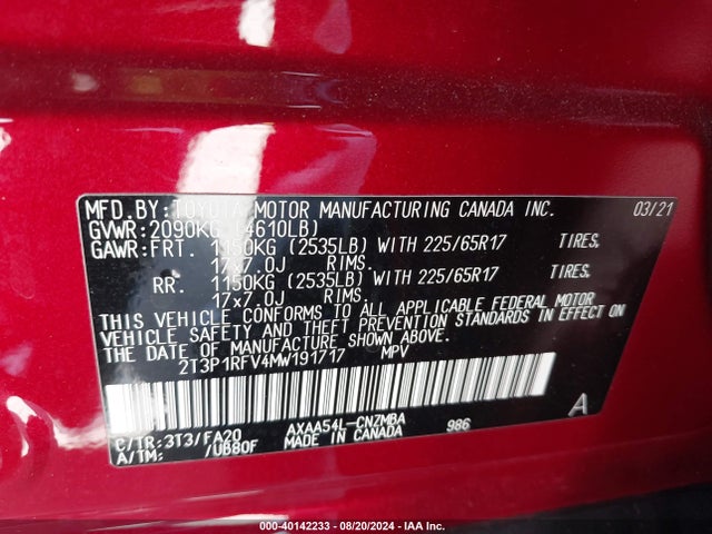 Toyota Rav4 Xle 2021 2T3P1RFV4MW191717 Image 9