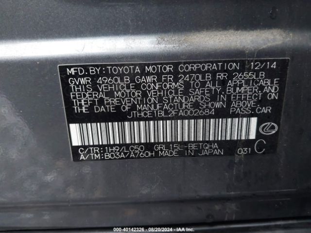 JTHCE1BL2FA002684 Lexus GS 350