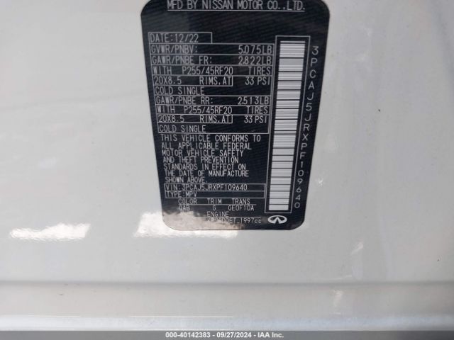 3PCAJ5JRXPF109640 Infiniti Qx55 Luxe Awd