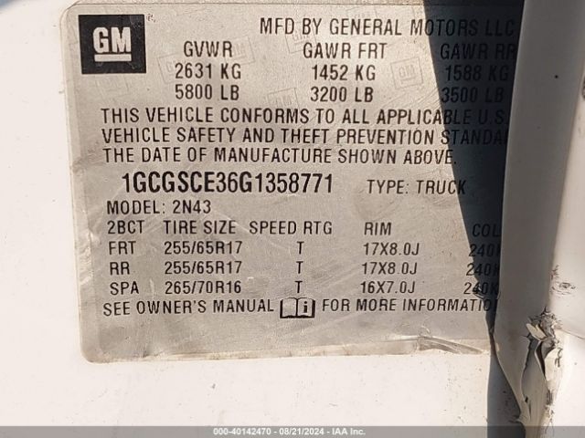 1GCGSCE36G1358771 Chevrolet Colorado Lt