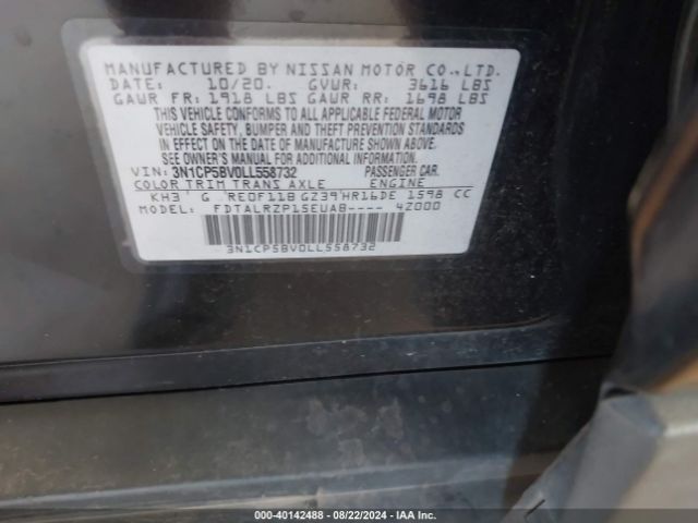 3N1CP5BV0LL558732 Nissan Kicks S Xtronic Cvt
