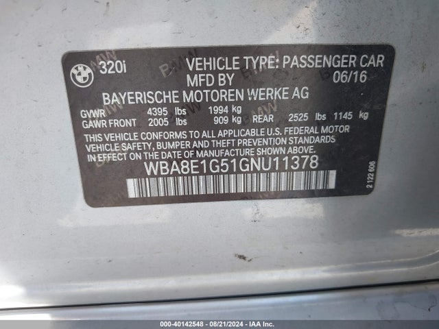 WBA8E1G51GNU11378 BMW 320i