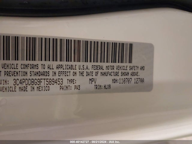 Dodge Journey Sxt 2015 3C4PDDBG9FT589453 Image 9