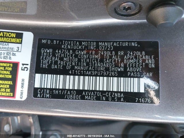 Toyota CAMRY LE 2023 4T1C11AK9PU797265 Image 9