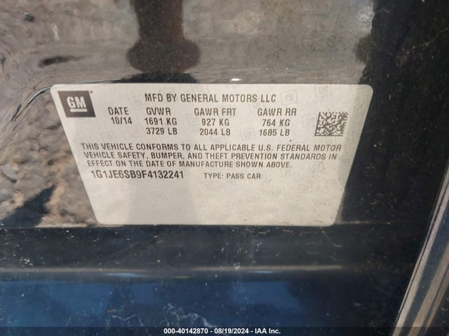 Chevrolet Sonic Ltz Auto 2015 1G1JE6SB9F4132241 Image 9