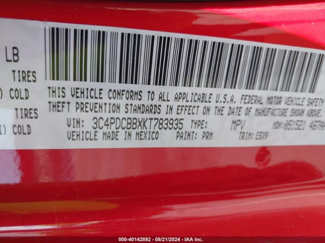 3C4PDCBBXKT783935 Dodge JOURNEY SE