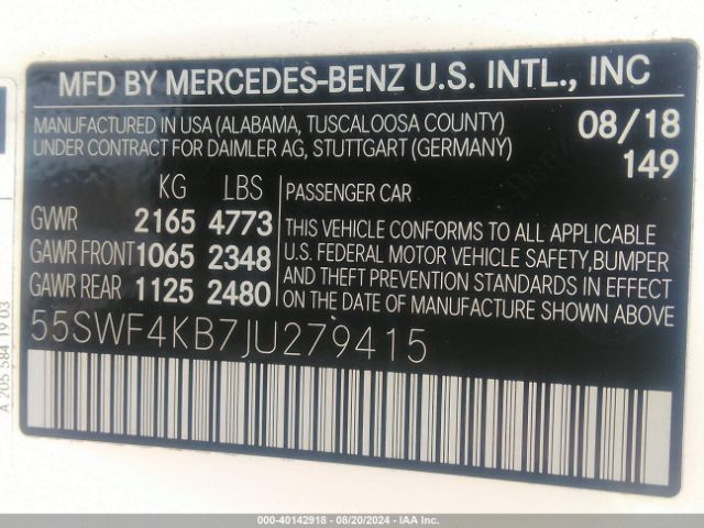 55SWF4KB7JU279415 Mercedes-Benz C 300 4matic