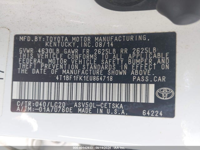 Toyota CAMRY SE 2014 4T1BF1FK1EU864718 Image 9