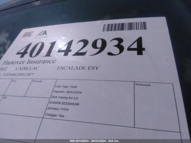1GYS4JKL2NR132877 Cadillac Escalade Esv 4wd Luxury