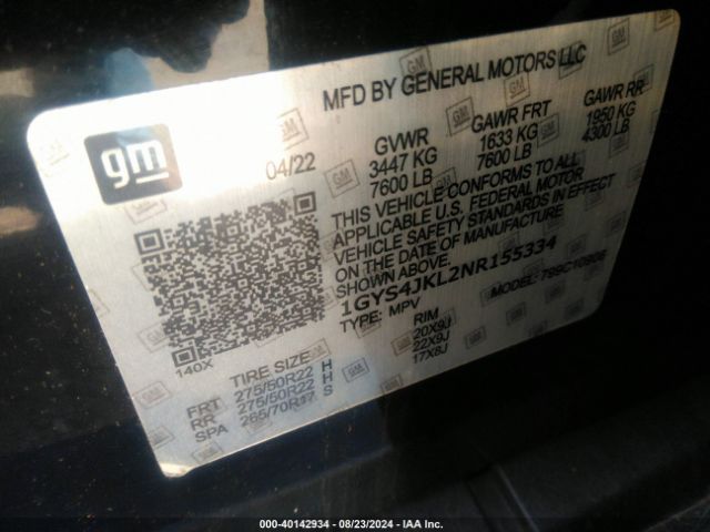 1GYS4JKL2NR132877 Cadillac Escalade Esv 4wd Luxury