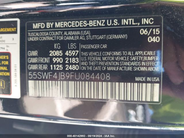 55SWF4JB9FU084408 Mercedes-Benz C 300 Luxury/sport