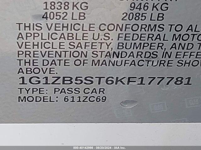 Chevrolet Malibu 1ls 2019 1G1ZB5ST6KF177781 Image 9