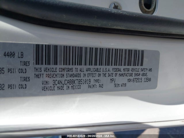 3C4NJCAB8KT851019 Jeep Compass Sport Fwd