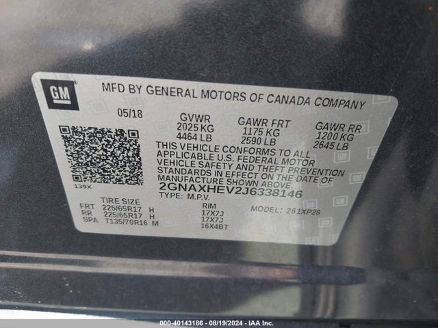 Chevrolet EQUINOX LS 2018 2GNAXHEV2J6338146 Image 9