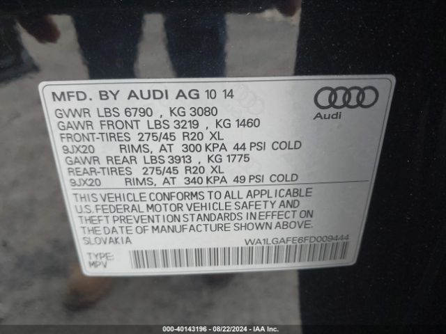 WA1LGAFE6FD009444 Audi Q7 3.0t Premium