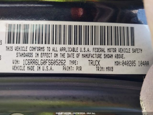 1C6RR6LG0FS605262 RAM 1500 Lone Star