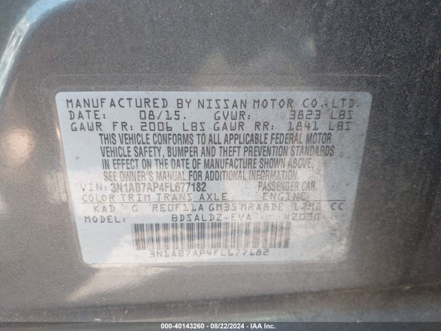 Nissan SENTRA SV 2015 3N1AB7AP4FL677182 Image 9