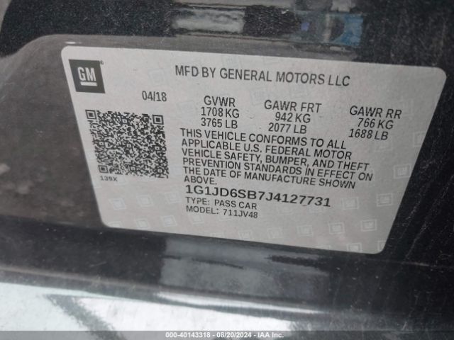 1G1JD6SB7J4127731 Chevrolet Sonic Lt Auto
